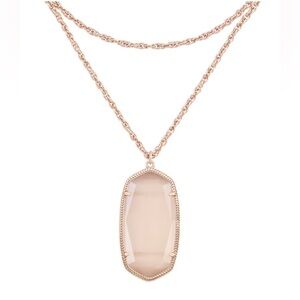 Kendra Scott Necklace Rae Peach Cat Eye Selenite set in Rose Goldtone 32”